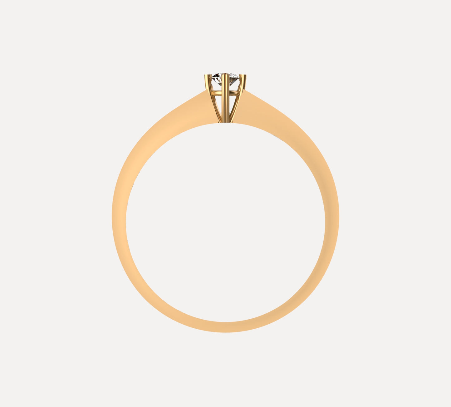 Anillo solitario ultra minimalista en oro amarillo 18K con diamante natural de 0,06ct en cuatro garras y banda plana ultra delgada – Joyería Lucigo Colombia