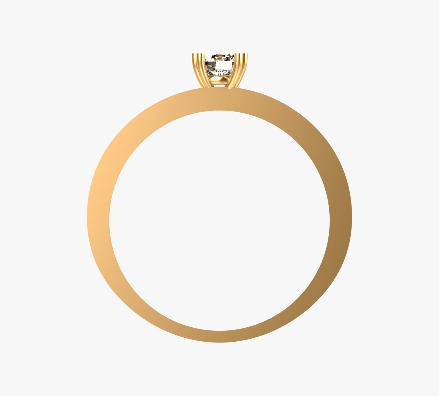 Anillo solitario en oro amarillo 18K con diamante natural de 0,23ct en garras rematadas en corazón y banda ancha milgrain con 28 brillantes en micropavé completo – Joyería Lucigo Colombia
