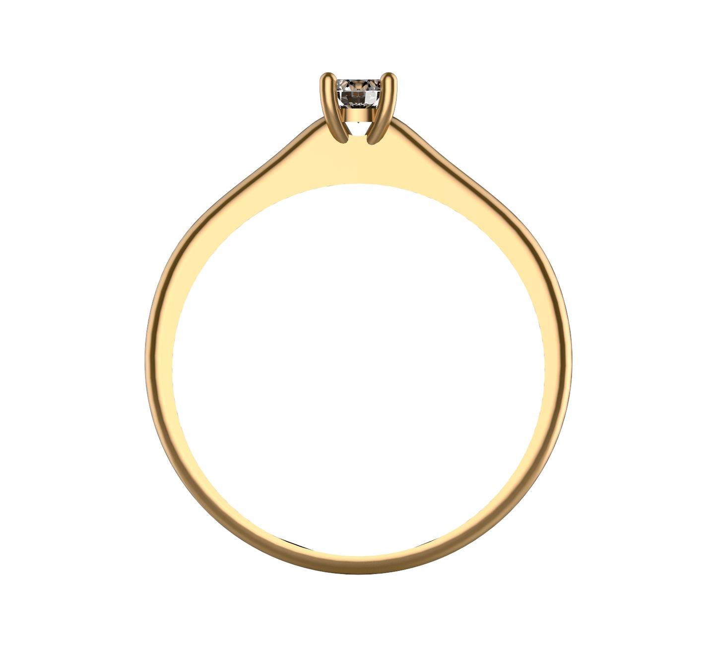 Anillo Solitario Clásico con Diamante Natural de 0,16 ct en Cuatro Garras y Banda Lisa | Oro 18K Lucigo