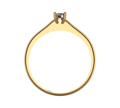 Anillo Solitario Clásico con Diamante Natural de 0,16 ct en Cuatro Garras y Banda Lisa | Oro 18K Lucigo