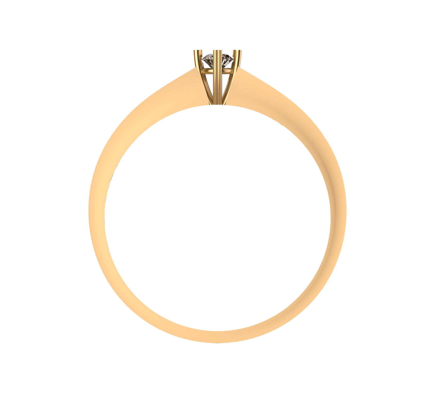 Anillo Solitario con Diamante Natural de 0,16 ct en Cuatro Garras y Banda Cónica Delgada | Oro 18K Lucigo