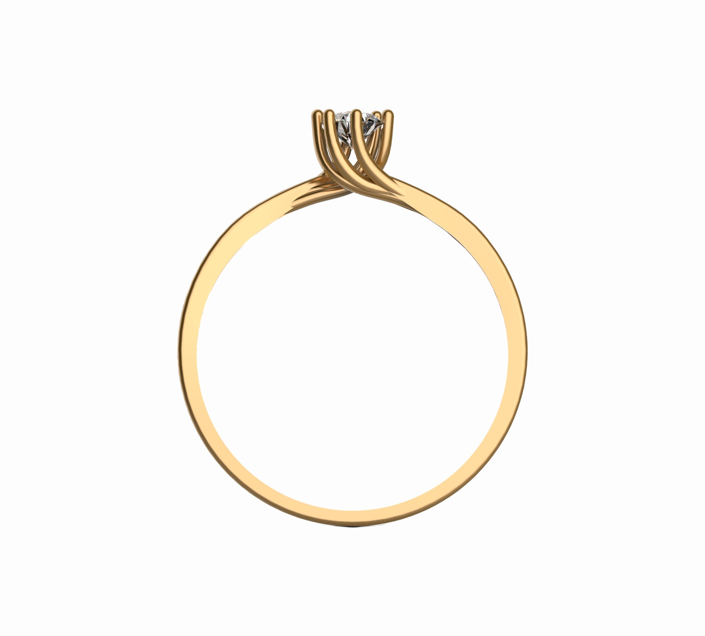 Anillo Solitario con Diamante Natural de 0,16 ct en Seis Garras y Banda en Espiral | Oro 18K Lucigo
