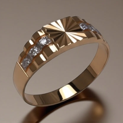 Anillo de Hombre en Oro 18K con Detalle en Rodio
