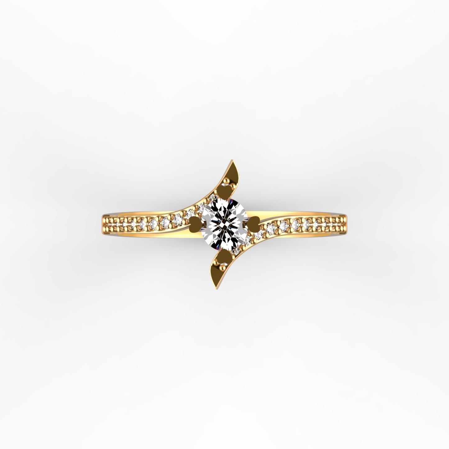 Lateral Diamond Gold Ring