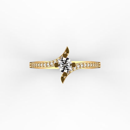 Lateral Diamond Gold Ring