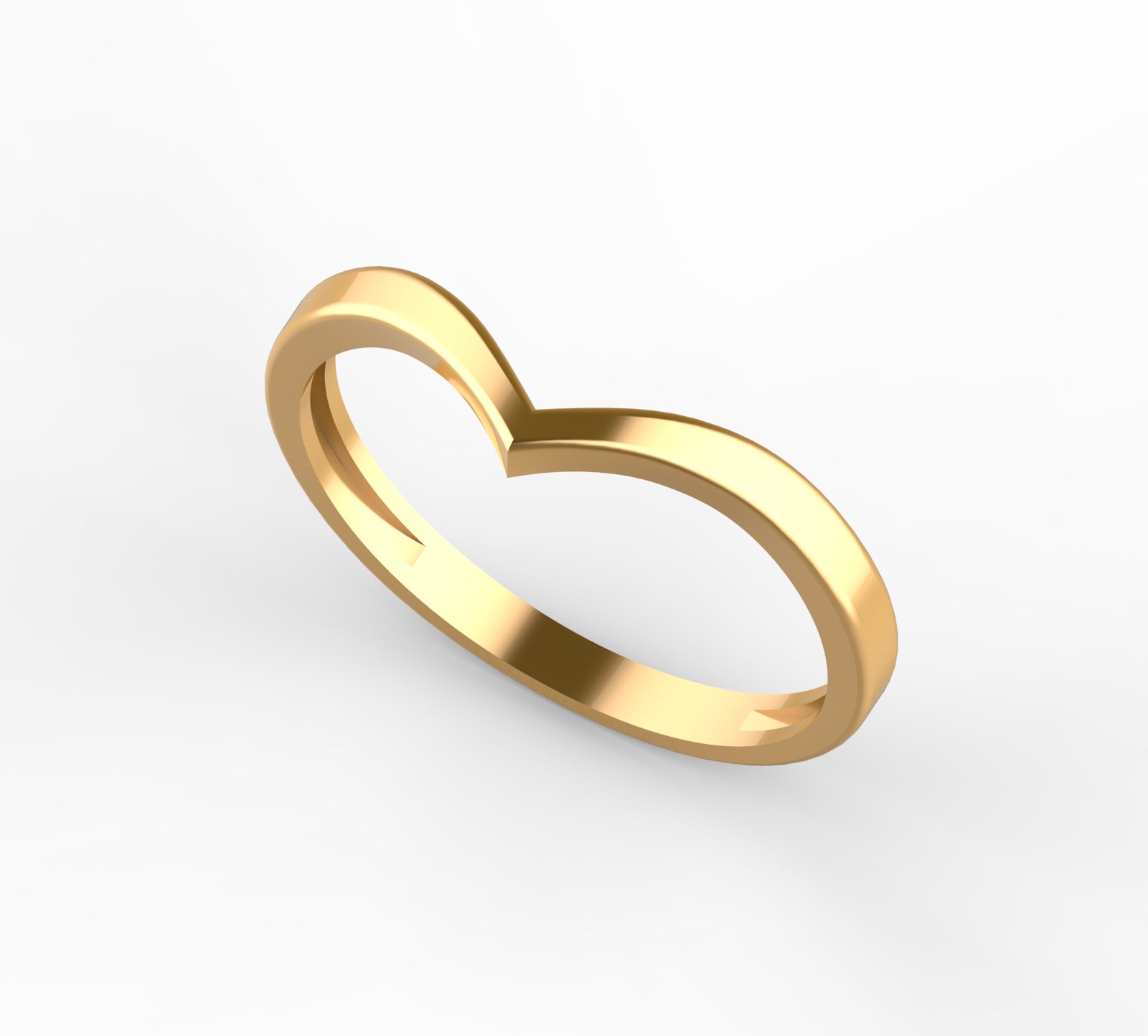 Anillo chevron en forma de V en oro amarillo 18 kilates puro, diseño minimalista y apilable sin piedras, acabado pulido brillante, L750, fabricado en Colombia"