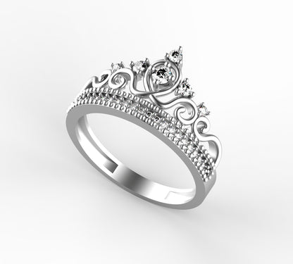 Anillo de Corona Clásica para Quinceañera en Oro 18K y piedra central de 1.75mm