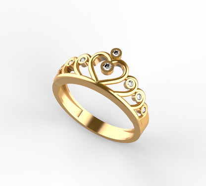 Anillo de Quinceañera de oro amarillo de 18k con corazon 