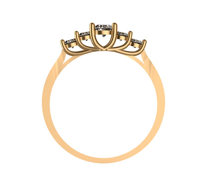 Anillo en oro amarillo 18K con 5 diamantes naturales en degradé engastados en garras compartidas tipo U — diamante central de 0,16ct – Joyería Lucigo Colombia