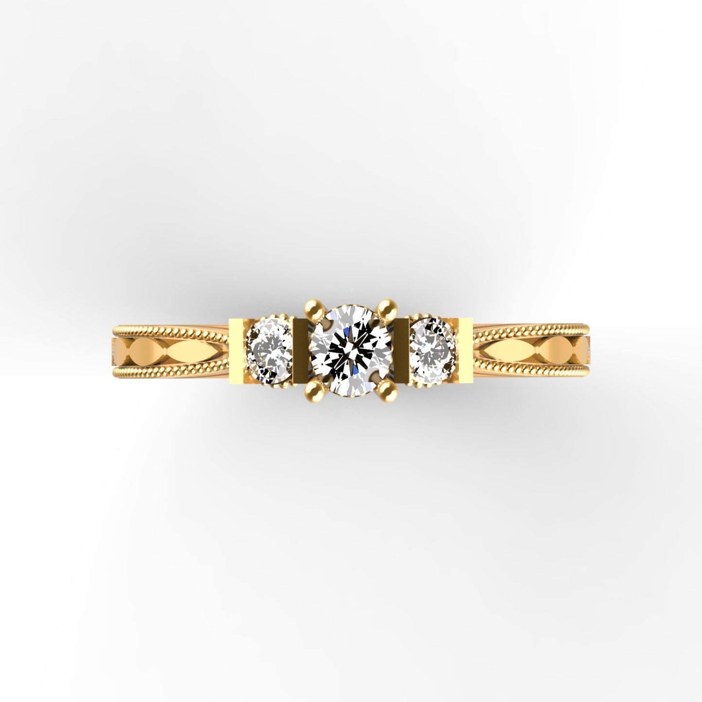 Three Diamond Gold Ring