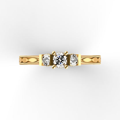Three Diamond Gold Ring