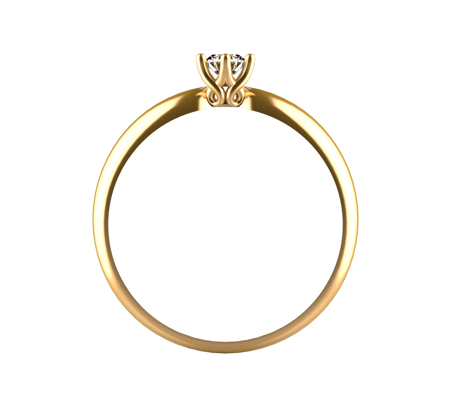 Anillo Solitario con Diamante Natural de 0,16 ct en Seis Garras y Banda Redondeada Comfort | Oro 18K Lucigo