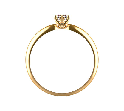 Anillo Solitario con Diamante Natural de 0,16 ct en Seis Garras y Banda Redondeada Comfort | Oro 18K Lucigo