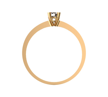 Anillo solitario en oro amarillo 18K con diamante natural de 0,16ct en garras cuadradas y banda ancha plana de perfil recto – Joyería Lucigo Colombia