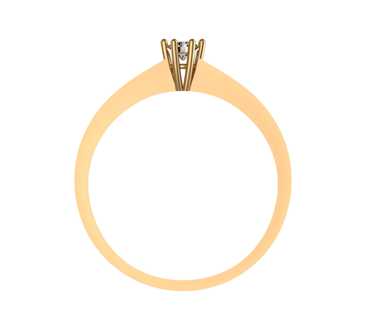 Anillo Solitario Delicado con Diamante Natural de 0,10 ct en Seis Garras y Banda Fina Plana | Oro 18K Lucigo