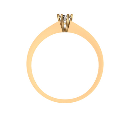 Anillo Solitario Delicado con Diamante Natural de 0,10 ct en Seis Garras y Banda Fina Plana | Oro 18K Lucigo