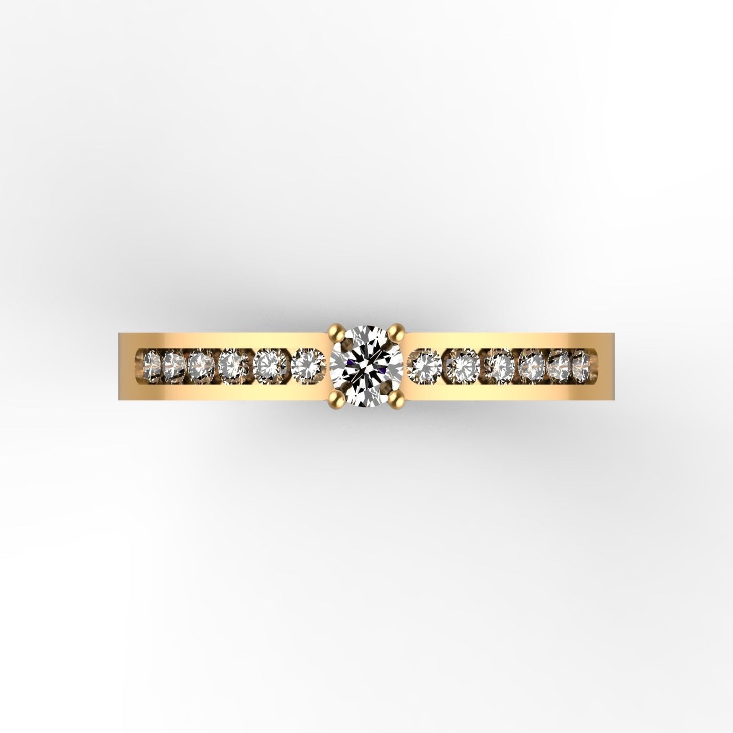 One Stone Diamond Gold Ring