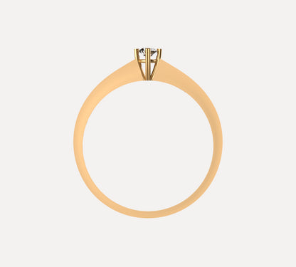Anillo solitario ultra minimalista en oro amarillo 18K con diamante natural de 0,06ct en cuatro garras y banda plana ultra delgada – Joyería Lucigo Colombia