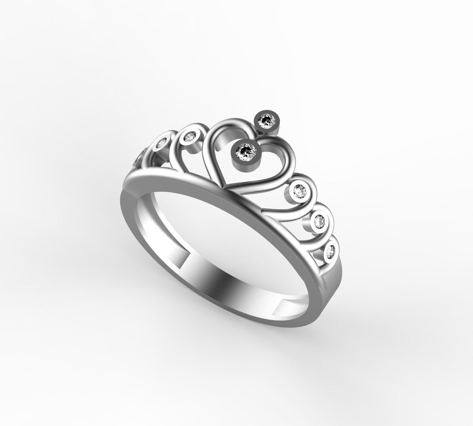 Anillo de Quinceañera de oro blanco de 18k con corazon lucigo