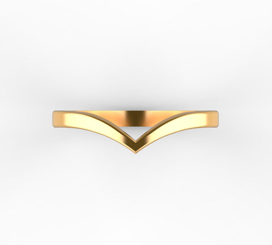 Anillo Chevron Oro Amarillo 18k · Anillo en V Minimalista Mujer L750 · Apilable · Sin Piedras