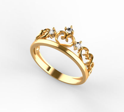 Anillo de Quinceañera de oro de 18k con corazones