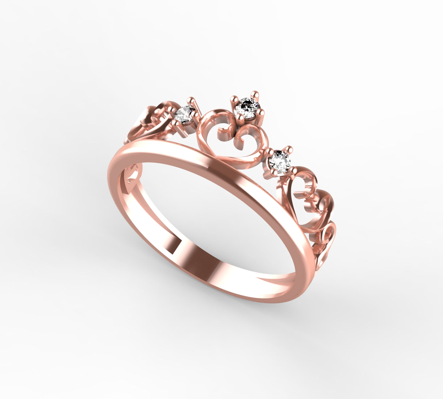 Anillo de Quinceañera de oro de 18k con corazones